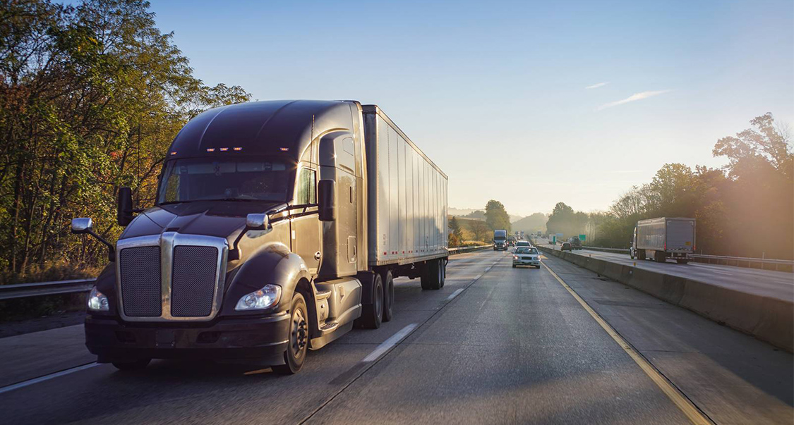 Truck in morning traffic