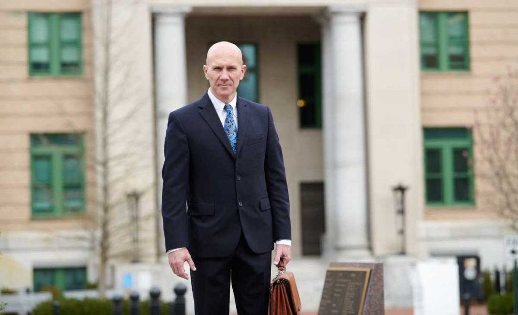 Brian Davis in front of Asheville NC Courthouse